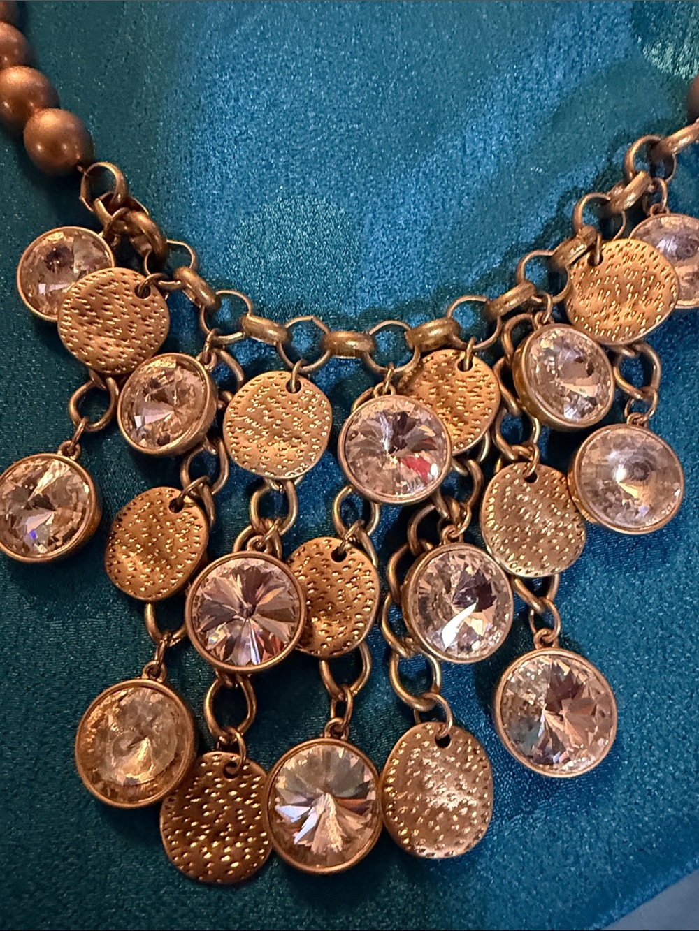 Gold-Tone Crystal Disc Statement Necklace - Women Jewelry